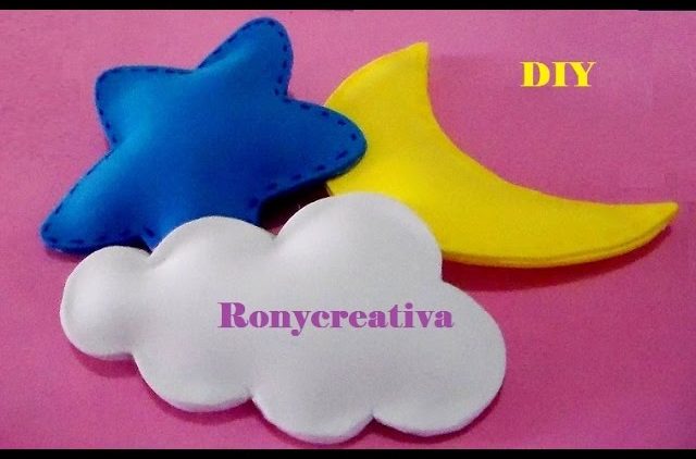 COMO HACER LUNAS, ESTRELLAS Y NUBES 3D en FOAMY o GOMA EVA / Ronycreativa