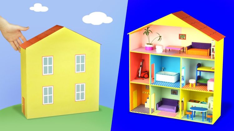 diy miniature cardboard Peppa Pig dollhouse