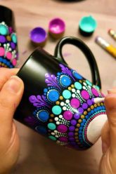 EASY Dot Mandala MUG Painting Using ONLY Qtip Toothpick Pencil | How To Lydia May