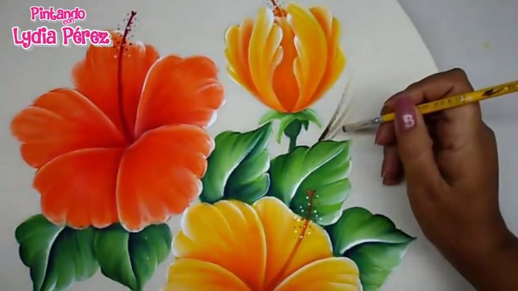 Pintura En Tela Como Pintar Flores Fácil / Hibiscos / How To Pait Hibiscus Flower