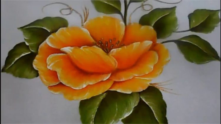 Pintura textil paso a paso Flor Amarilla, Textile painting, How to paint a flower