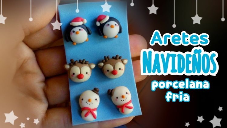 Tutorial Aretes Navideños⛄#kawaii PORCELANA FRIA fácil